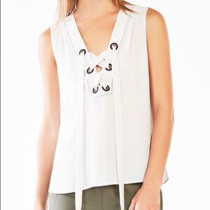 BCBG Marcia lace up sleeveless blouse